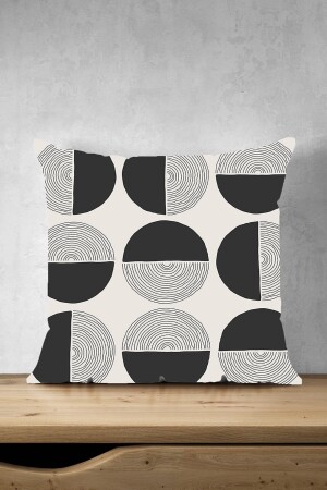 Double Sided Printed Black Geometric & Arc Patterned Micro Honeycomb Throw Pillow Case Byf2023011 - By Fatih Concept