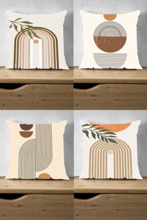 Double Sided Printed Omega Patterned 4-Piece Throw Pillow Case - Byfc4208 180120234208 - BY Fatih Concept