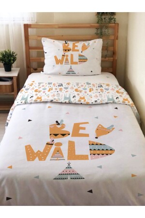 Double Sided Tent Patterned Sheetless Set Printed Single Duvet Cover Set White 35935 - Evmila