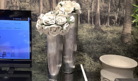 Double Silver Vase with Flowers - 20306 - Cadde Yıldız