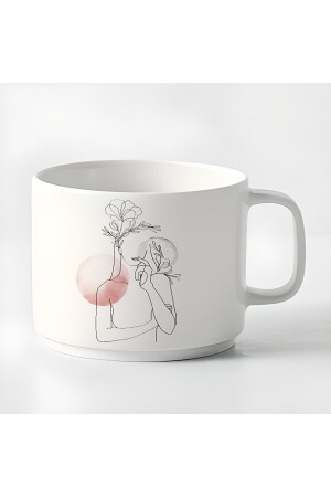 Double Turkish Coffee Cup & Espresso Cup Minimal Linear Women's Small Mug - Hobishop