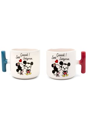 Double Turkish Coffee Cup & Espresso Mickey Minnie Lover Set T Handle 200 Ml SvglTf96 - GünayStore