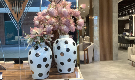 Double Vase with Flowers - 20302 - Cadde Yıldız