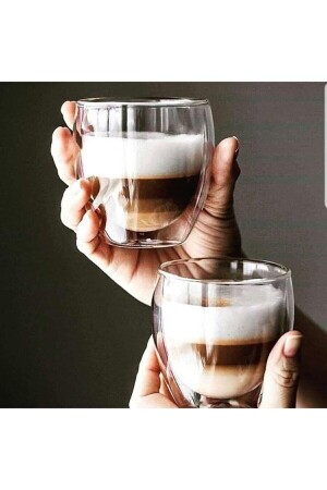Double Walled Transparent Espresso Glass Cup 250 ml 2 Pieces 250ml GLN-98763 - GELİNHOMES