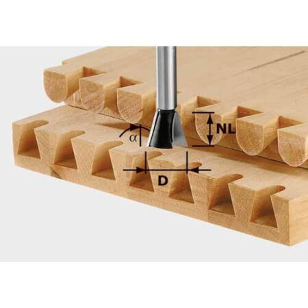 Dovetail joint cutter FESTOOL HW S8 D20/17/15° shank 8 mm - FESTOOL