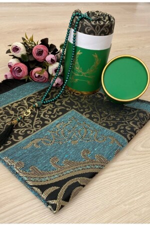 Dowry Gift Boxed Green Prayer Rug Set Luxury Taffeta Prayer Rug - Ayhanhome