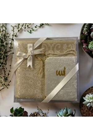 Dowry - Gift - Mevlütluk - Bundle Luxury Prayer Rug Set Cream - Solaklargroup