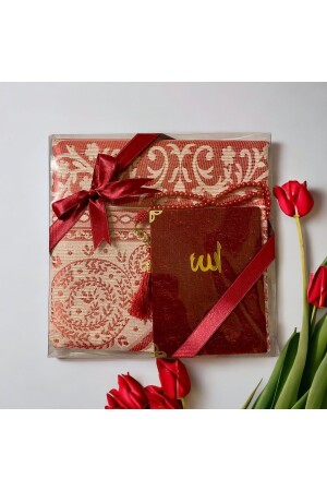 Dowry - Gift - Mevlütluk - Bundle Luxury Prayer Rug Set Red - Solaklargroup
