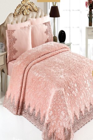 Dowry Laced Blanket Set SC4440-02 - GOLDEN HOME
