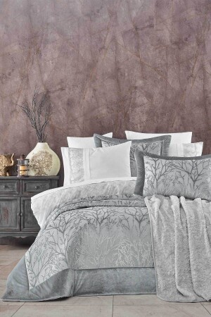 Dowry Package 10 Pieces (bedspread+duvet cover+blanket) Spring Silver TYC00264761781 - Elart