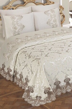 Dowry Pique Set Dubai Cream 206091 - Çeyiz Diyarı