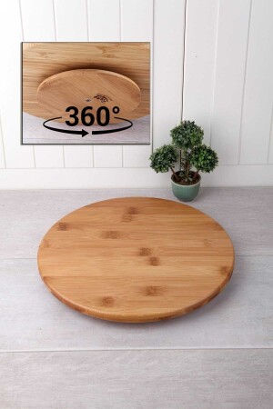 Dpt-36, Bambu Döner Standlı 36x36 Cm Pizza Sunum Tahtası BLS-DPT-30 - Balsa Grup