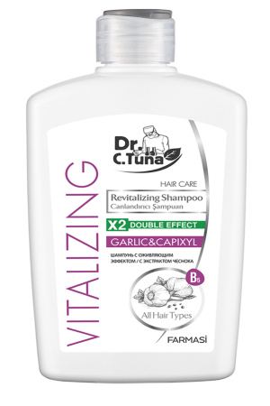 DR. C.TUNA Vitalizing Revitalizing Garlic Shampoo for All Hair-500 ml - Farmasi