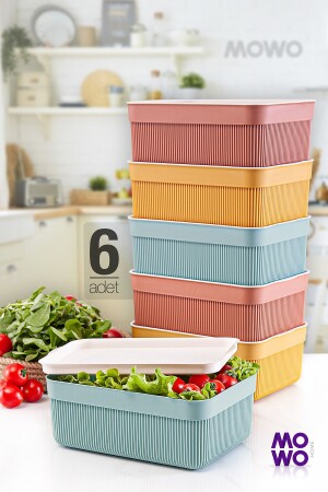 Dragee 6-Piece 2.5 Lt Kitchen and Refrigerator Food Storage Container MOWO-11-135-MIX - Mowo Home