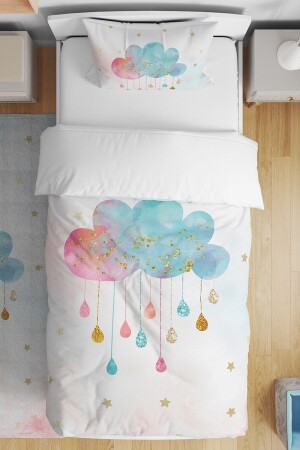 Dream Cloud gemusterte Einzelbettwäsche für Babys und Kinder evnev00127 - Evpanya