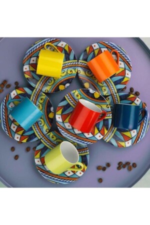 Dream Coffee Set for 6 People Colorful TYC00366283719 - Kütahya Porselen