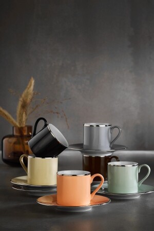 Dream Colorful Coffee Cup Set 12 Pieces Platinum RU12KT15220 - Kütahya Porselen