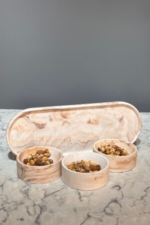Dreifache Snackschale der Marble-Serie BM-063 - betonmall