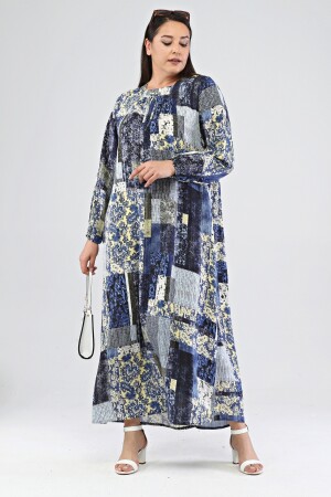 Dress Hijab Full Length Viscose Plus Size Dress Indigo 8408sevimG2 - Ferace