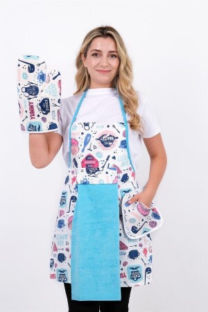 Drip Liquid Proof Kitchen Apron Kitchen Apron with Towel (GLOVES AND HANDLE) DML4SET - sevilya