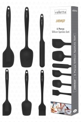 Drongo Heat Resistant Fireproof Nonstick Silicone Spatula Set 6 Pieces Black VS-606SS-S - valletta