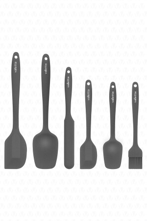 Drongo Heat Resistant Fireproof Nonstick Silicone Spatula Set 6 Pieces Gray VS-606SS-S - valletta