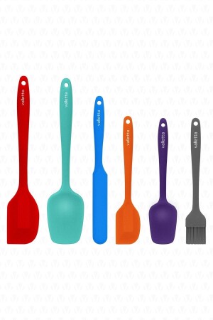 Drongo Heat Resistant Fireproof Nonstick Silicone Spatula Set 6 Pieces Mixed Color - Valletta