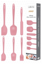 Drongo Heat Resistant Fireproof Nonstick Silicone Spatula Set 6 Pieces Pink VS-606SS-S - valletta