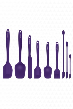 Drongo Jar Scraper Silicone Spatula Set 9 Pieces Purple - Valletta
