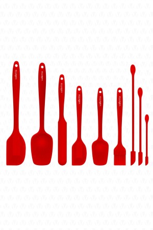 Drongo Jar Scraper Silicone Spatula Set 9 Pieces Red - Valletta