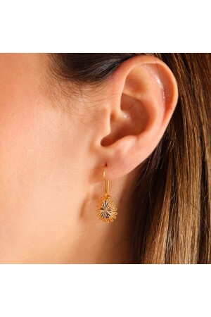 Drop Dangle Gold Earrings 14 Carat Mother Earrings T10046 - Sembol Gold