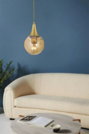 Drop Single Honey Glass Antiqued Modern Pendant Lamp Kitchen Living Room Pendant Lamp Chandelier 3062-1750-01 - Apliqa