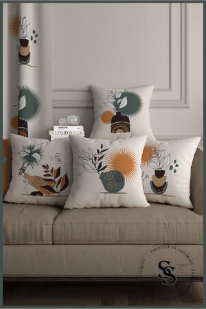 Drought And Wildflowers Patterned 4-Piece Digital Printed Throw Pillow Cover Saso-005 - SasoHome