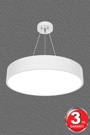 Drum 40cm (BEYAZ KASA, GÜN IŞIĞI) Ledli Modern Led Avize, Salon, Mutfak, Oturma Yatak Odası, Sarkıt Drum 40cm Beyaz 6500K - Hegza Lighting