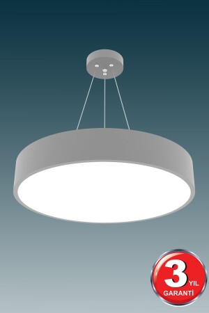 Drum 40cm ( Gri Kasa, Beyaz Işık ) Ledli Modern Led Avize, Salon, Mutfak, Oturma Yatak Odası, Sarkıt Drum 40cm Gri 6500K - Hegza Lighting