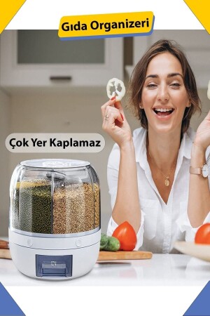 Dry Food and Pulses Organizer 360° Rotatable 6 Compartments DKGB2022 - Genel Markalar