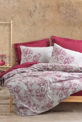 Dual Çift Kişilik Nevresim Takımı Vilda Bordo 8680108063002 - Cotton Box