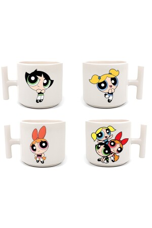Duble Türk Kahve Fincanı & Espresso Powerpuff Girls Baskılı 4'lü Beyaz T Kupa Seti 4 Parça Tset18 - GünayStore