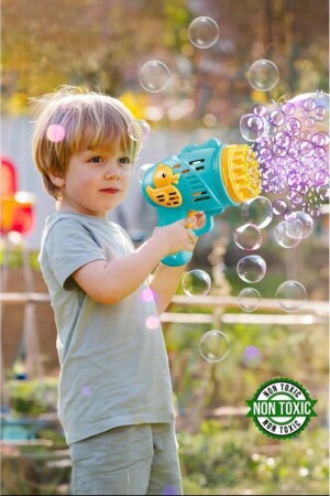 Duck Multi-Hole Battery Operated Foam Shooting Bubble Shooting Gun Toy, 23 Wishes, Foam Included in the Product - Aspartam