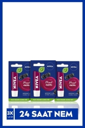 Dudak Bakım Kremi & Dudak Parlatıcısı Böğürtlen 4,8 Gr x3 Adet, Doğal Yağlar ile 24 Saat Nem SET.NVE.410 - NIVEA