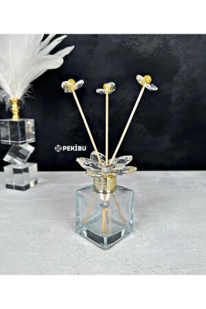 Duftflasche mit Kristalldeckel, transparentes Gold LN200001-KŞ - ELİNA HOME
