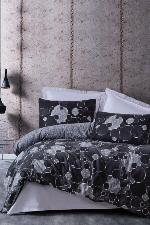 Dunkles Doppelbett-Bettbezug-Set, rund, Grau, 1731 St - Cotton Box