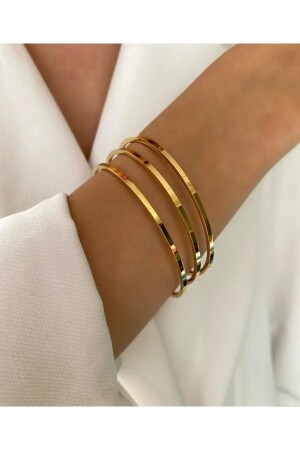 Dünnes schlichtes Ajda-Armband für Damen aus 316L-Stahl, 3er-Set - Abbie