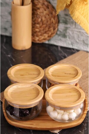 Duo 300 ml luftdichte Glas-Frühstücksschüssel mit 4 Tabletts, Bambus-Silikondeckel, Atbyhome0229 - Bambum