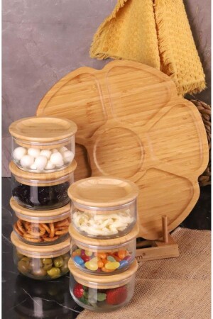 Duo 300ml 7-Piece Rotating Servant Bamboo Silicone Lid Airtight Glass Breakfast Bowl Atbyhome0232 - Bambum