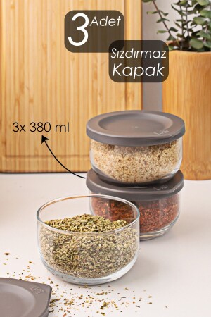 Duo 380 Cc 3 Pieces Storage Container Jar Set with Leak-Proof Lid Lava 3-Piece 380 Ml Storage Container Set - Lav