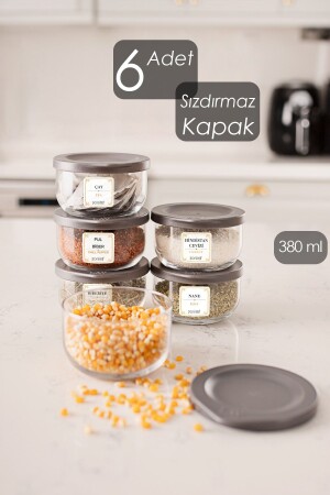 Duo 380 Cc 6 Piece Glass Storage Container Jar Set with Leak Proof Lid Lav Duo 6 Piece Storage Container - Lav