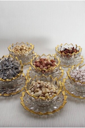 Durucyz Dolce 12-teiliges Luxus-Teller-Schalen-Set aus vergoldetem Kristall – Snack-Schüssel drc855850300480 - DURU CEYİZ