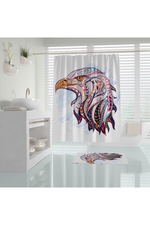 Duş Perdesi Kartal Desenli Dijital Baskılı Banyo Perdesi 180x200 Cm Tek Kanat Banyo Perdeleri - Tropikhome