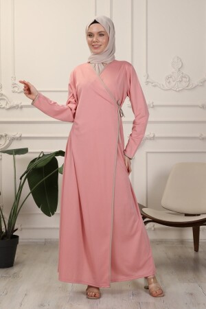 Dusty Rose Gebetskleid mit zweireihigem Kragen und Paspelierung aus flexiblem Interlock-Stoff NSA4217 - Transacoustic
